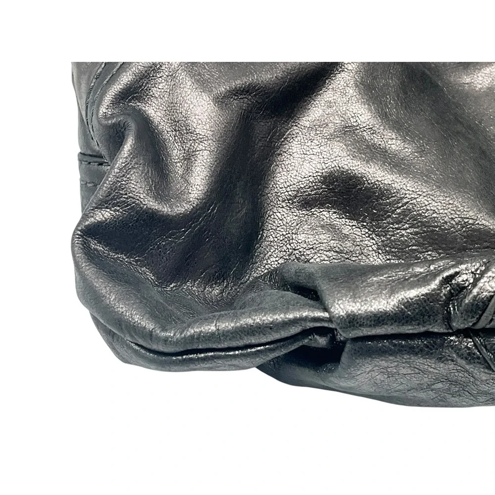 Michael Kors Metallic Pewter Leather Hobo Bag Slouchy Chain Shoulder Purse Y2K